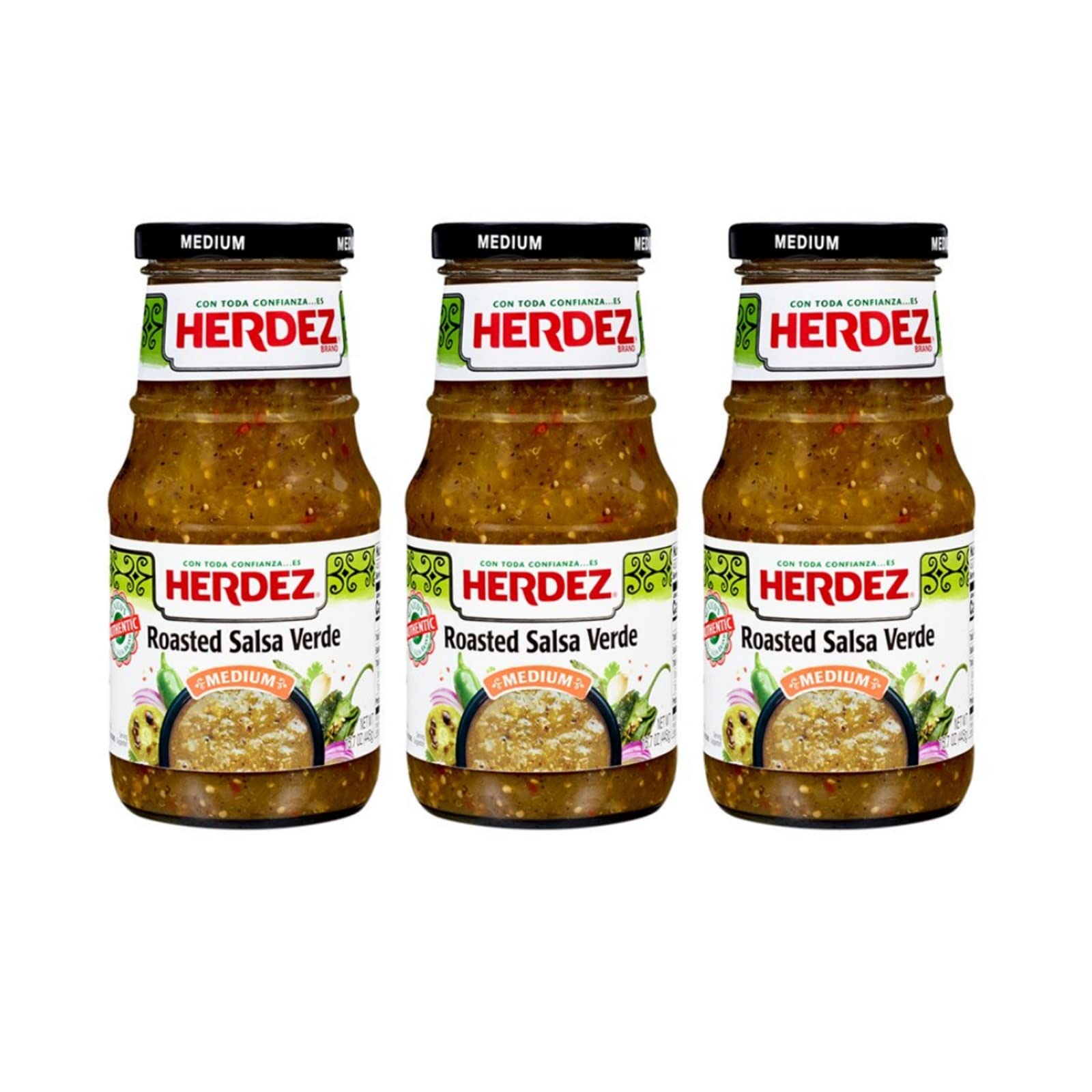 Herdez Salsa Roasted Salsa Verde Medium 15.7 oz 3 Pack by Qualitatt