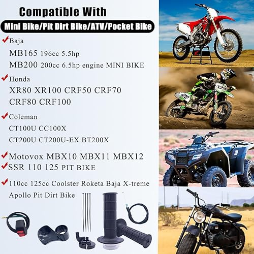 Miniatura 3 de Nuevos juegos de empuñaduras de mango de acelerador giratorio de 0.866 in, se adapta a la mayoría de 50 cc, 110 cc, 125 cc, 250 cc, Coleman CT200U,