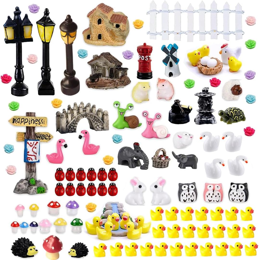 150 Pieces Mini Fairy Garden Decor Accessories Micro Landscape Ornaments Kit Min…