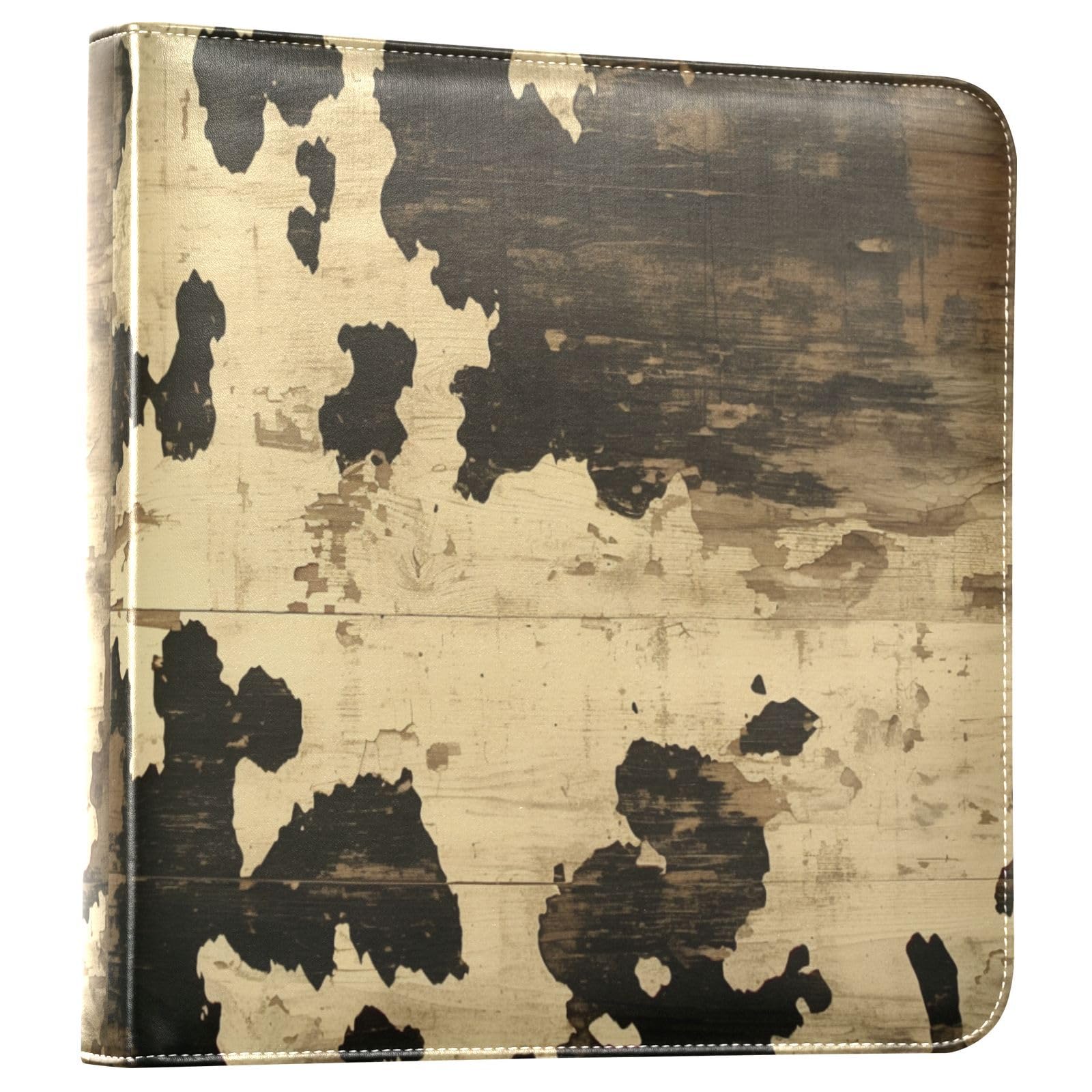 Kigai Cow Print Photo Album Self Adhesive Scrapbook Album Leather Cover DIY Picture Scrap Book with 20 Adhesive Sheets, 11.8x24x0.8 inch