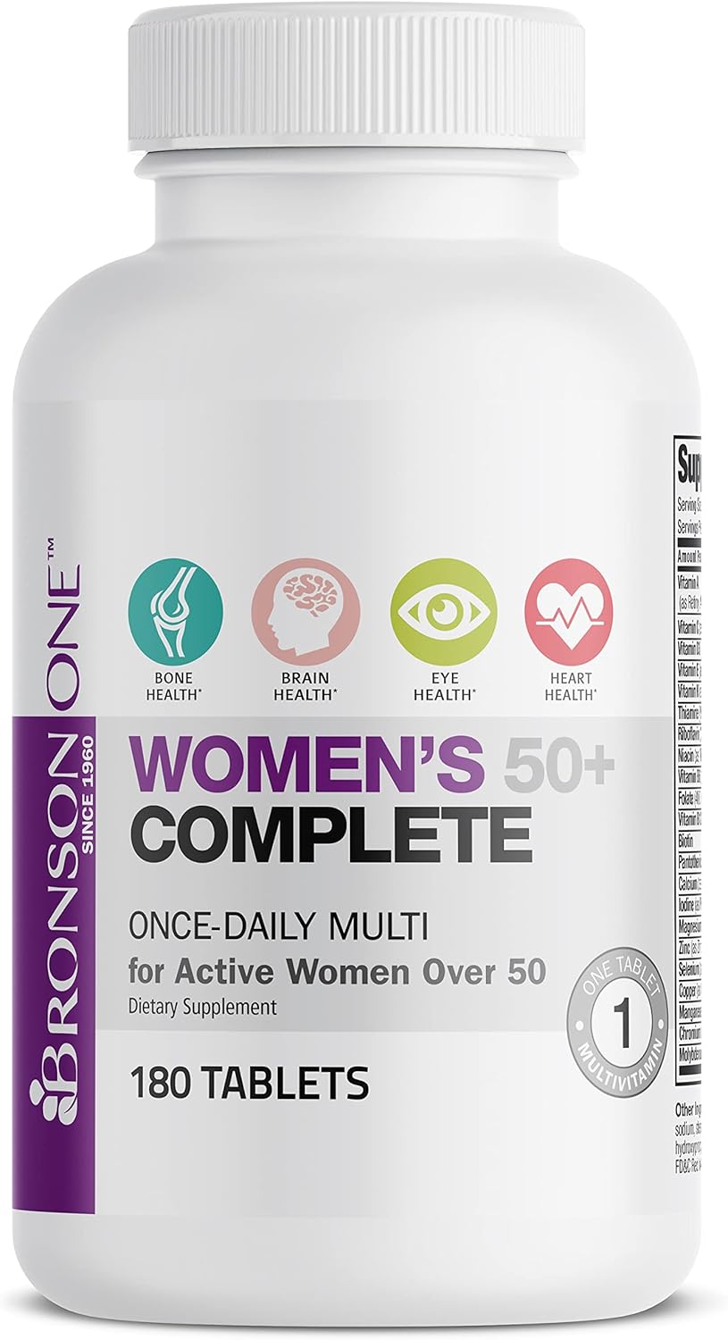 Bronson ONE Daily Women’s 50+ Complete Multivitamin Multimineral, 180 Tablets : Health & Household