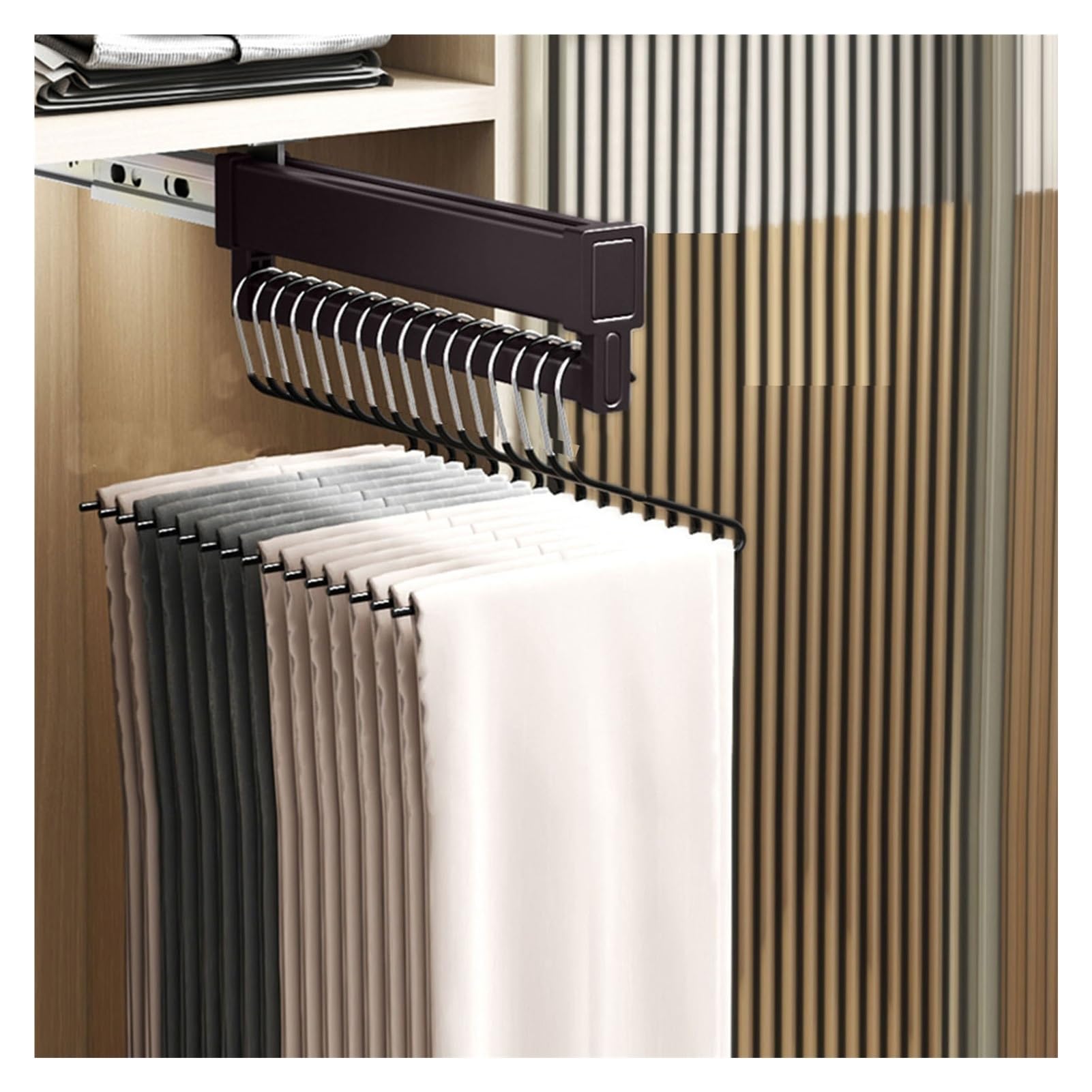 WMYYZYQ Pull Out Trousers Rack,Extendable Wardrobe Rail for Closet Wardrobe,Sliding Closet Valet Rod for Hanging Clothes,36-56mm,41cm,46cm