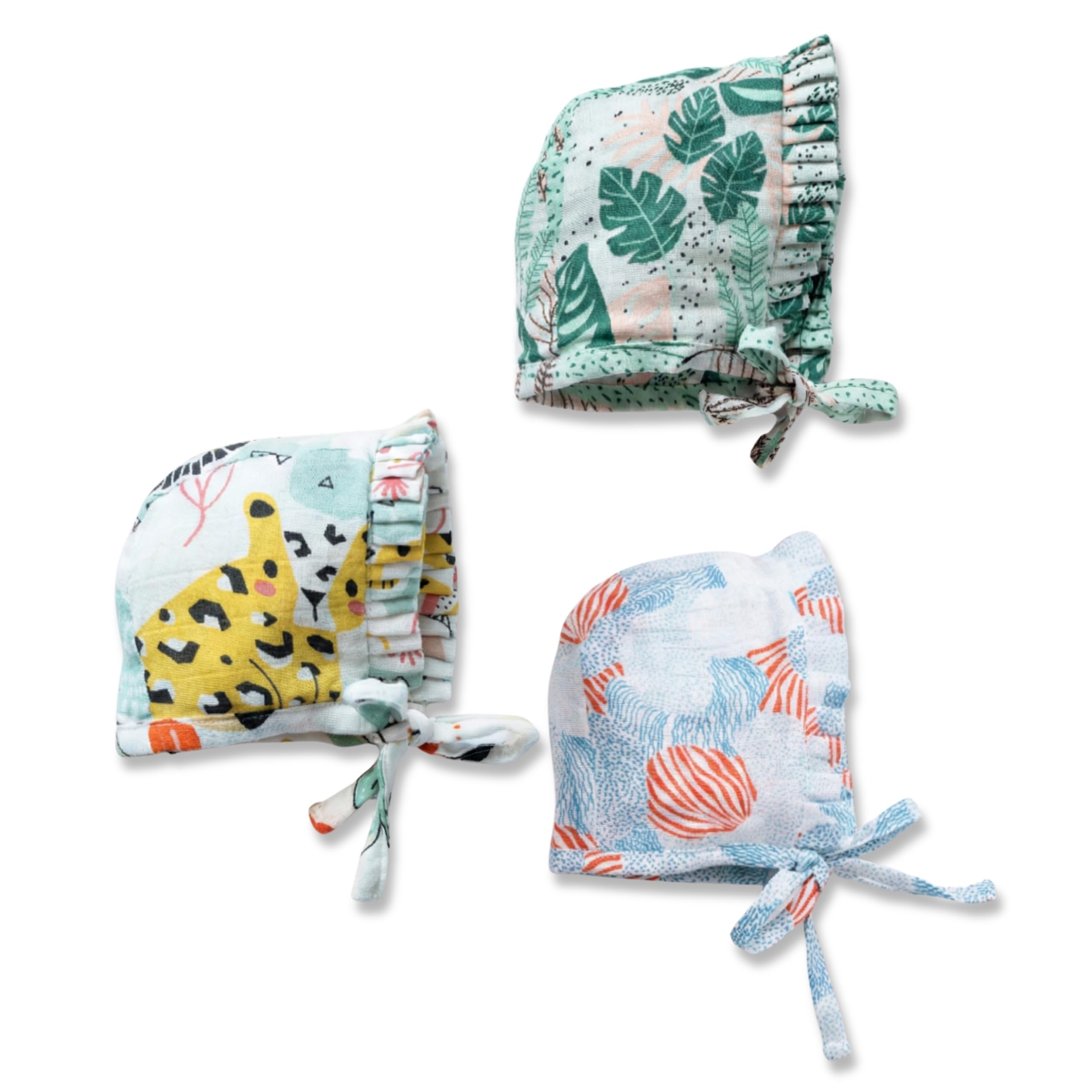 Organic Bamboo Muslin Baby Nappies | Soft, Breathable & Reusable Cloth Diapers | Newborn Essentials For Baby Boys & Girls | Printed Wrapping Style Nappy Pack of 3| 0-3 M | SET24-image-1