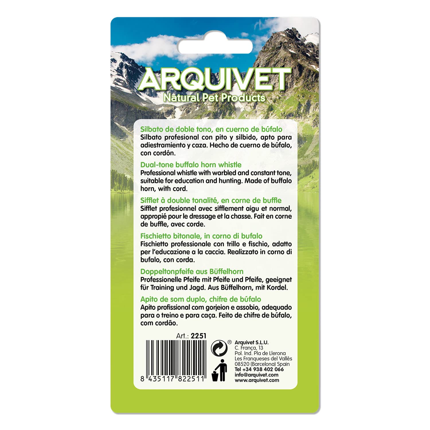 ARQUIVET Sifflet de corne de buffle - 9 cm - Silbate pour l'entraînement et l'entraînement pour chiens - Whistle