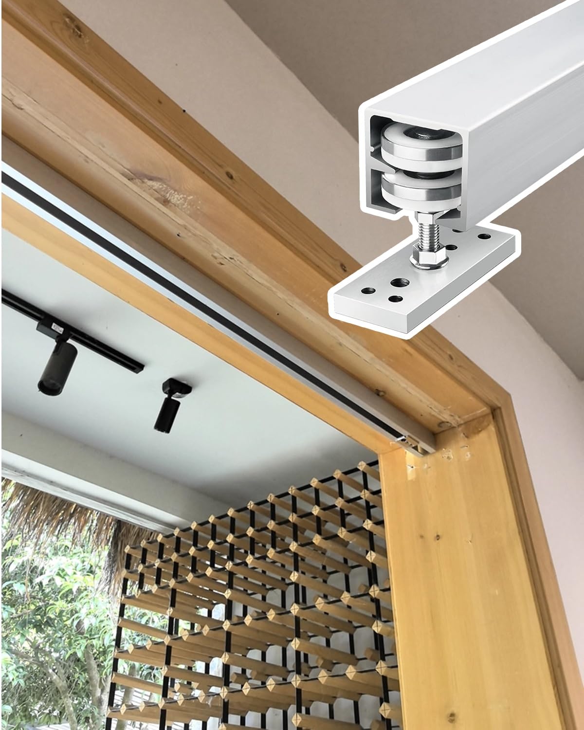 Binario per Porta Scorrevole Kit di Binari per Porte Scorrevoli A Soffietto, Kit di Binari per Armadi Pieghevoli, Guida per Porta A Zanzariera per Patio A 2 o 4 Ante(4-door,4000mm/157 inch)