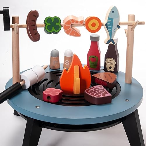 Miniatura 2 de Donmills Juego de 45 piezas de parrilla de juguete con dos modos, juego de parrilla para niños para interiores y exteriores, juego de cocina de