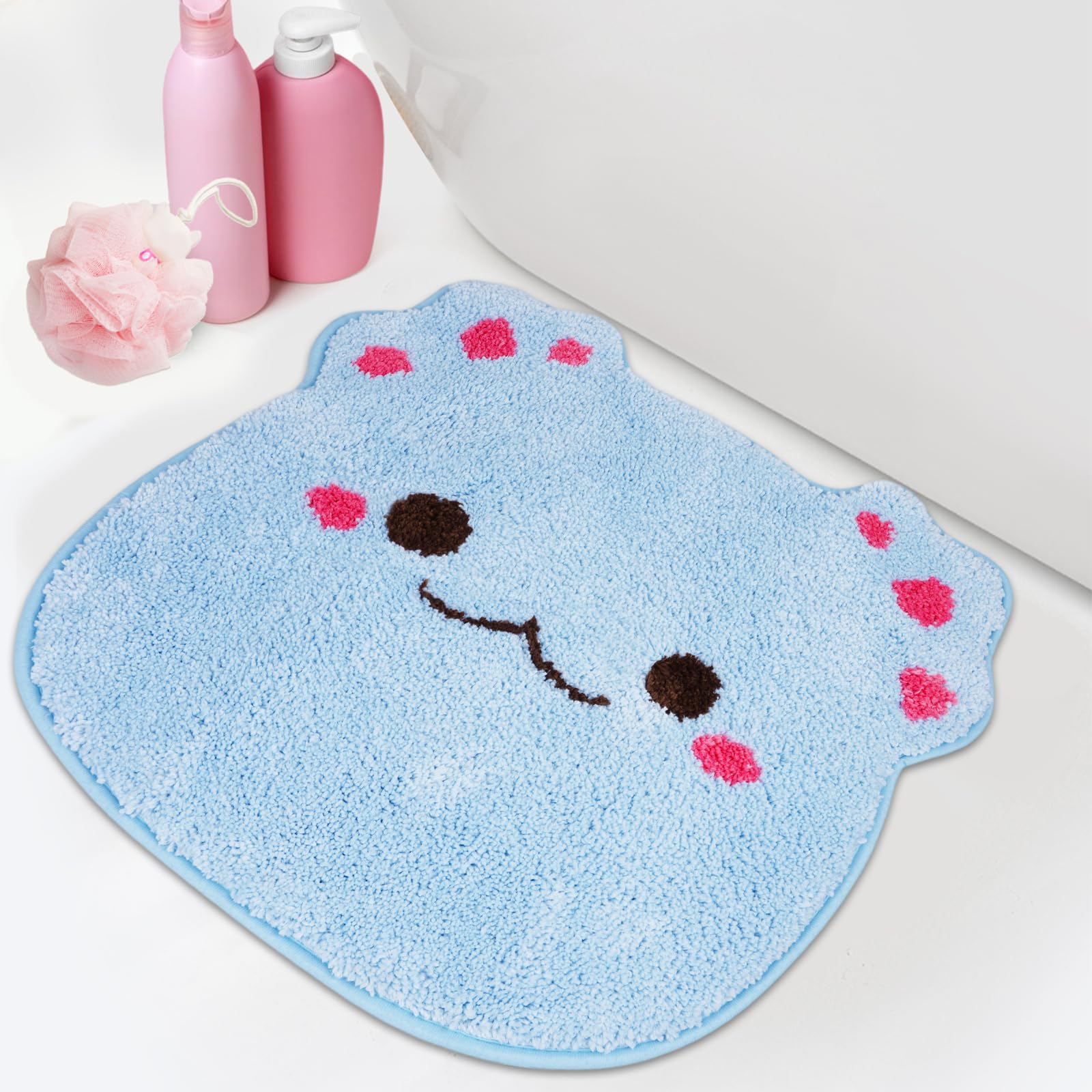 NIGOWAYS Bath Rug,Absorbent Axolotl Bath Mat,Non Slip Rubber Backing,Thick Tufting Mats,Machine Washable Bathroom Rug for Shower Floor,Bathroom,