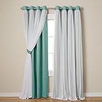 Vista 23 de TOWN & COUNTRY LUXE Talia - Cortinas interiores de doble capa, transparentes y opacas para oscurecer la habitación, ojales en la parte superior