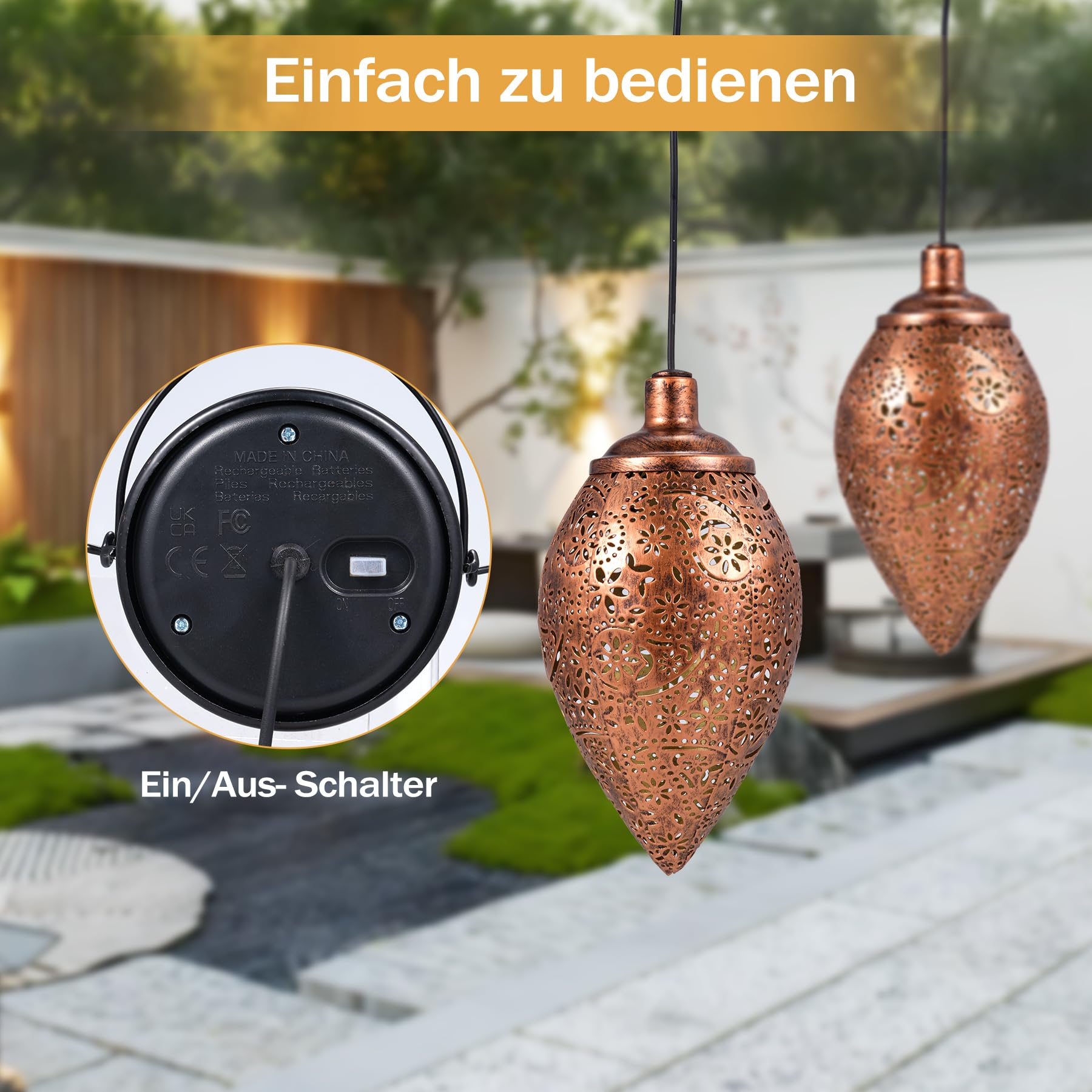 Görvitor Solarlaterne für Außen 4 Stück, Hängend Solar Laternen für Draußen mit IP65 Wasserdicht, Paisley Solarlampen für Außen für Outdoor Gartendeko Gehweg Patio Weihnachten Geschenke