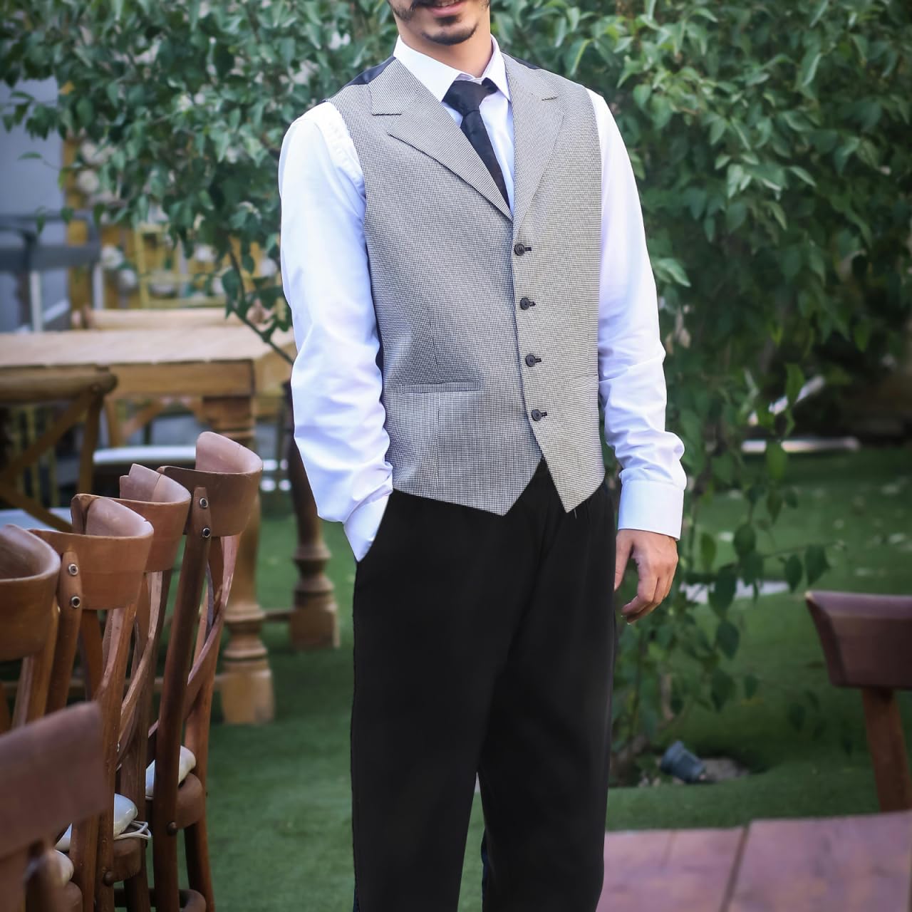 Pantalones de Chef Talla M Negros para Hombre Resistentes al Desgaste y Transpirables de Poliéster y Algodón Ideales para Trabajar en Restaurantes y Hoteles