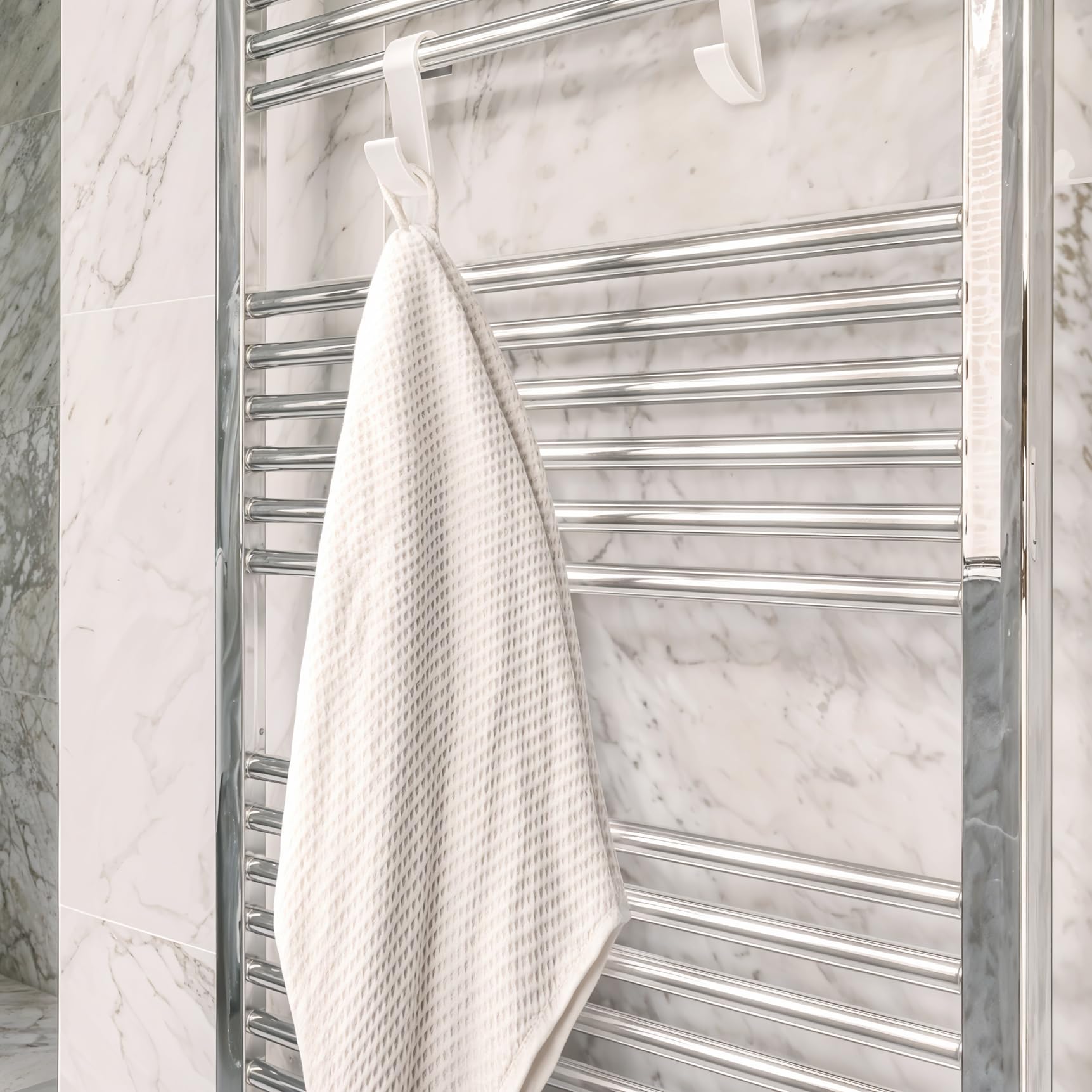 Sillar Ganci per termoarredo bianchi 8 pezzi – ganci scaldasalviette bagno senza forare, appendini termoarredo bagno, ganci doccia accappatoio, porta asciugamani termosifone ABS