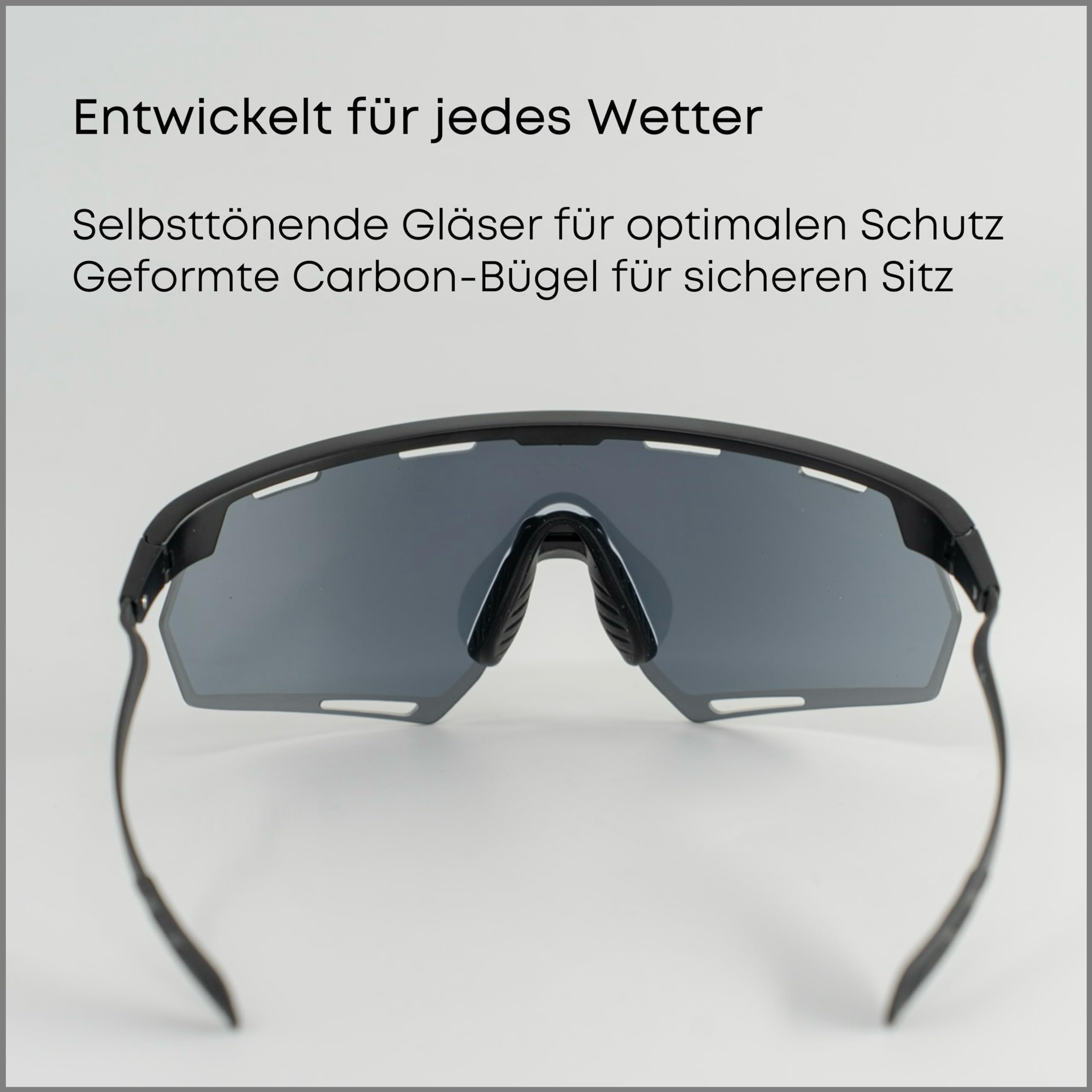 DACHS Carbon fotochromowe rowerowe okulary przeciwsłoneczne, samonośne okulary UV400, ultralekkie, 24 g, ramiona karbonowe