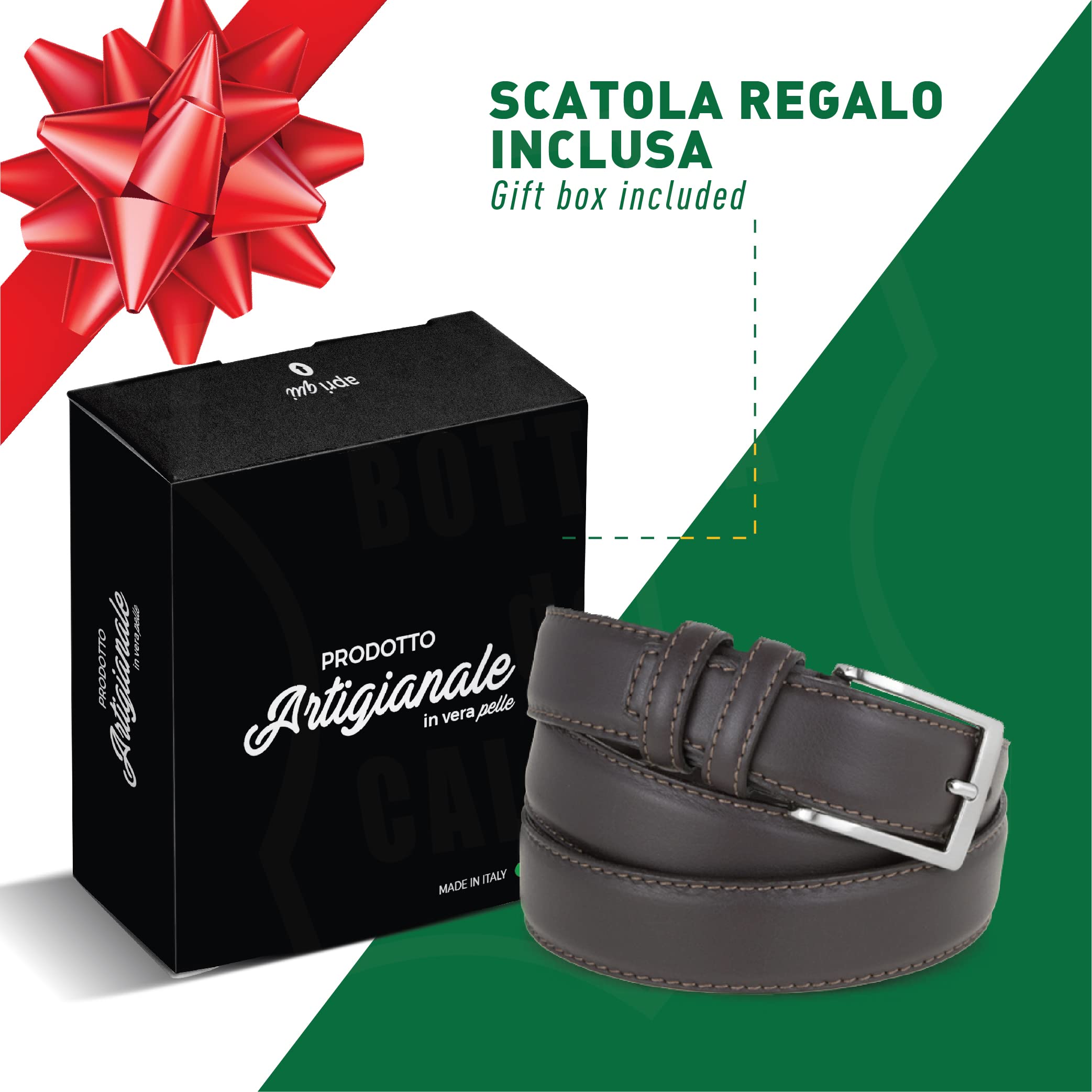 La Bottega del Calzolaio Herrengürtel aus klassischem Leder, elegant, handgefertigt und made in Italy