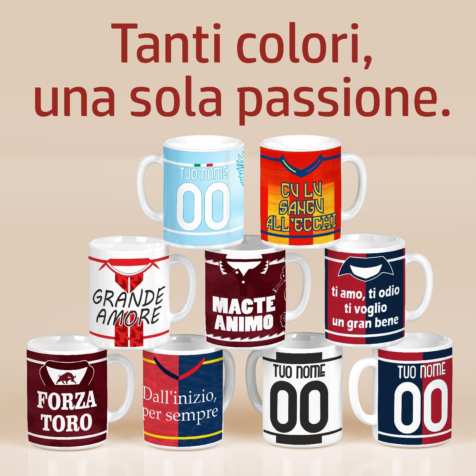 Tazza Personalizzata Tifosi Romanisti Ceramica Mug Regalo Squadre Campionato Italiano