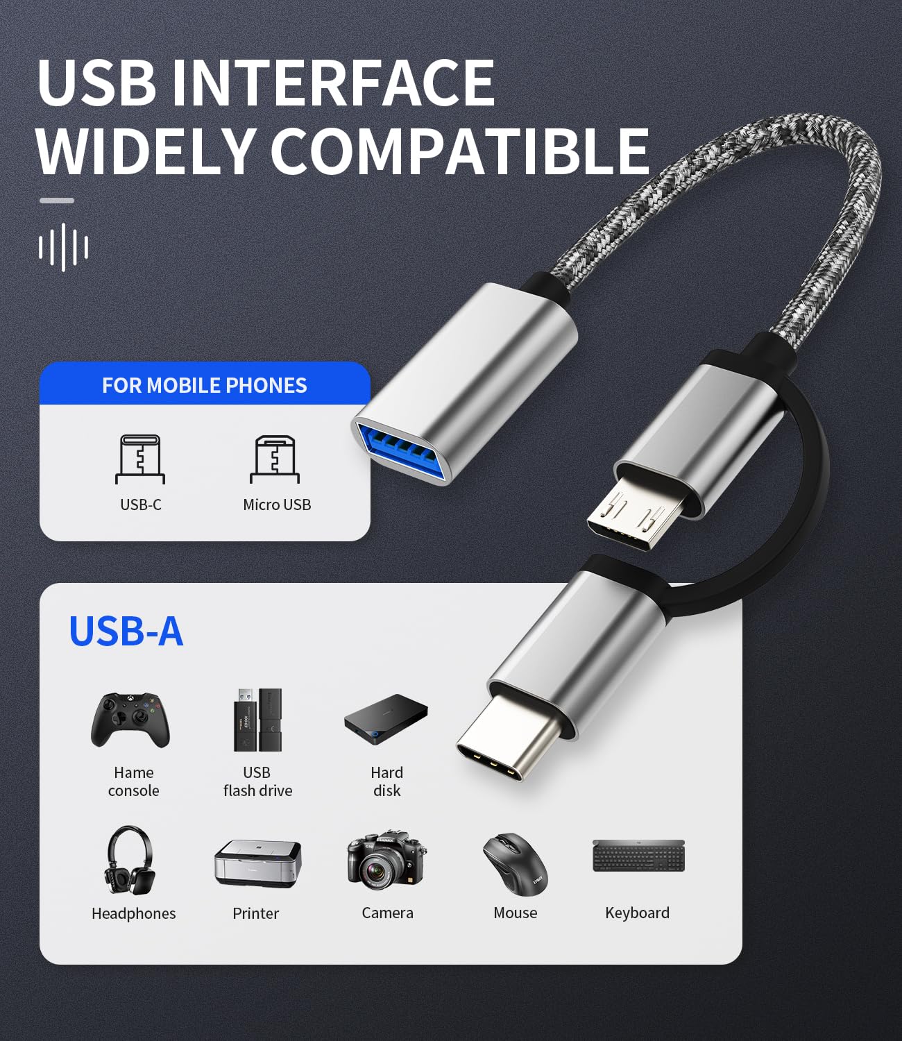 CAVO OTG MICRO USB CAVETTO ADATTATORE DATI MASCHIO PER PC TABLET SAMSUNG HUAWEI - Foto 4