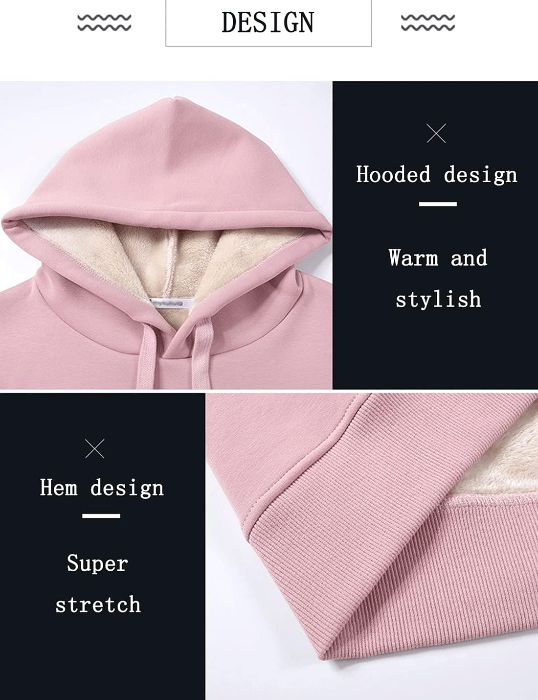 Gnveub Women's Casual Winter Warm Fleece Sherpa Lined Hooded Sweatshirt Thick Pullover Plus with Pockets - Image 3