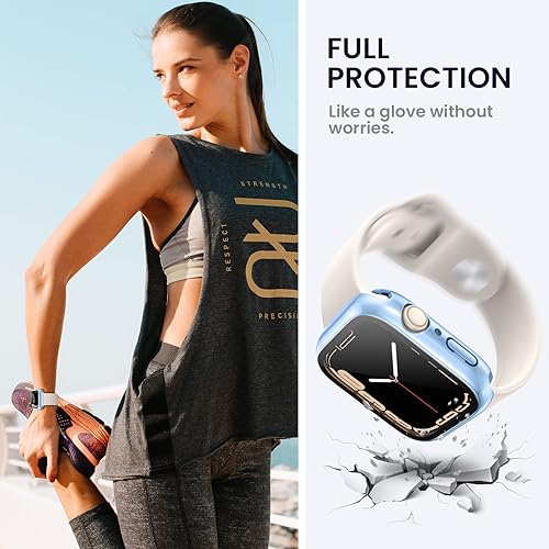Vista 78 de Tensea - Funda protectora de pantalla impermeable para Apple Watch (2 en 1) para Apple Watch Serie SE 7, 5, 4, accesorios de 45 mm, iWatch protector