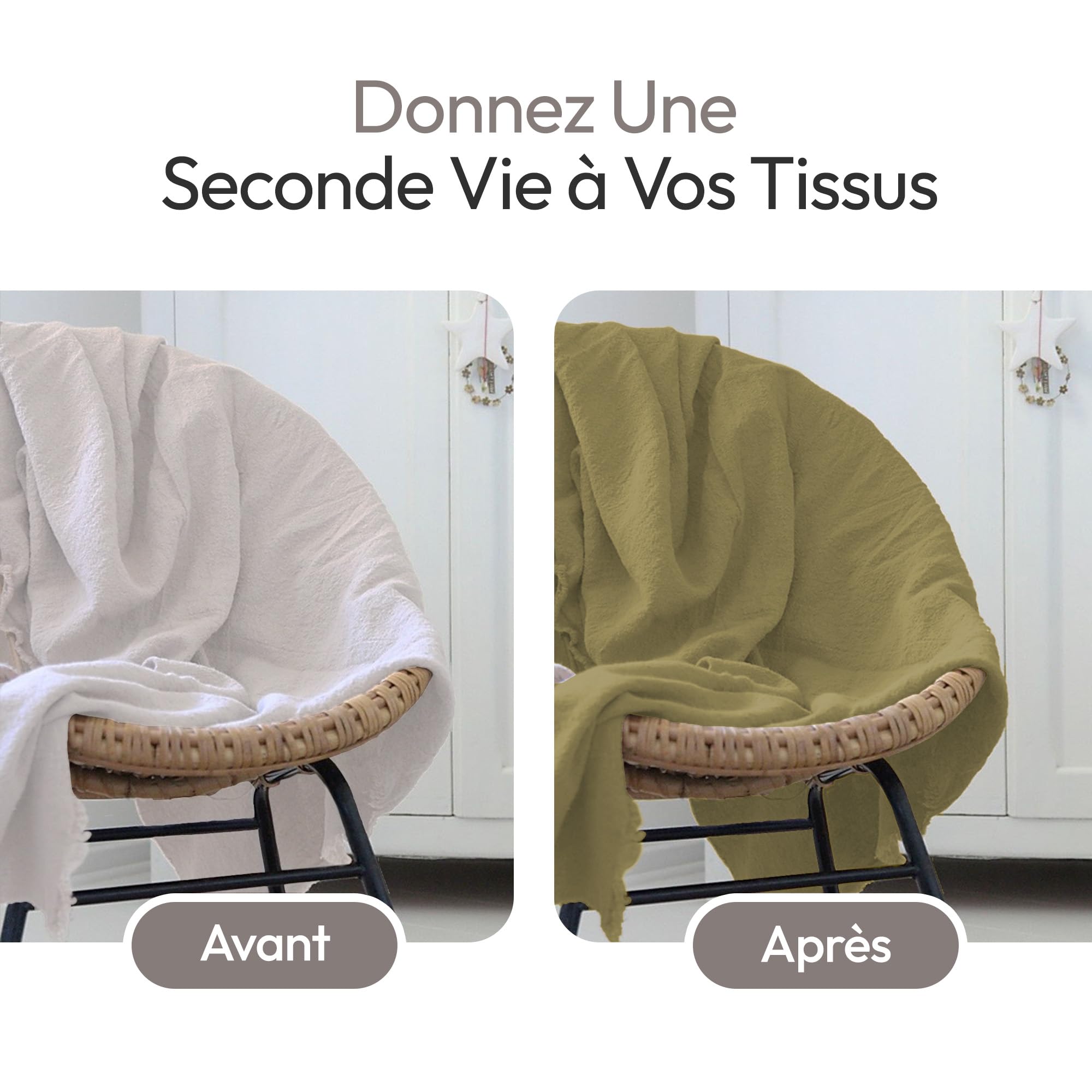 Teinture Textile – Mélange Chartreuse (pour 2kg linge) – Teintures Durables pour Draps, Serviettes et Nappes – Facile à Utiliser en Machine à Laver ou à la Main