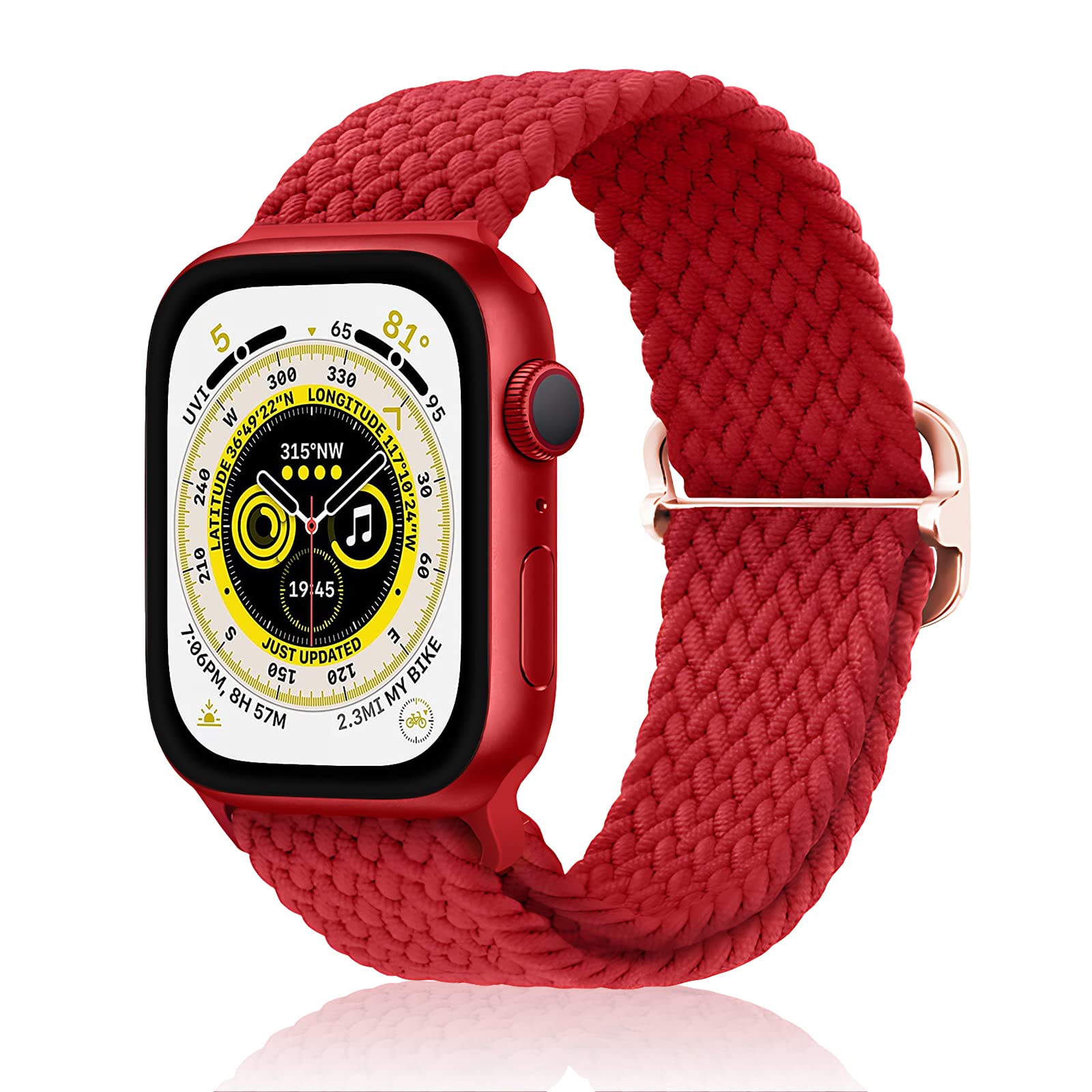 AottomStretchy Solo Loop Compatible with Apple Watch Band 38mm 40mm 41mm 42mm 44mm 45mm 49mm, Adjustable Nylon Braided Elastic Sport Straps Womens Men Wristbands for iWatch Series 8 7 6 5 4 3 2 1 SE Ultra, Elastic Sport Wristbands (38/40/41mm, Red)