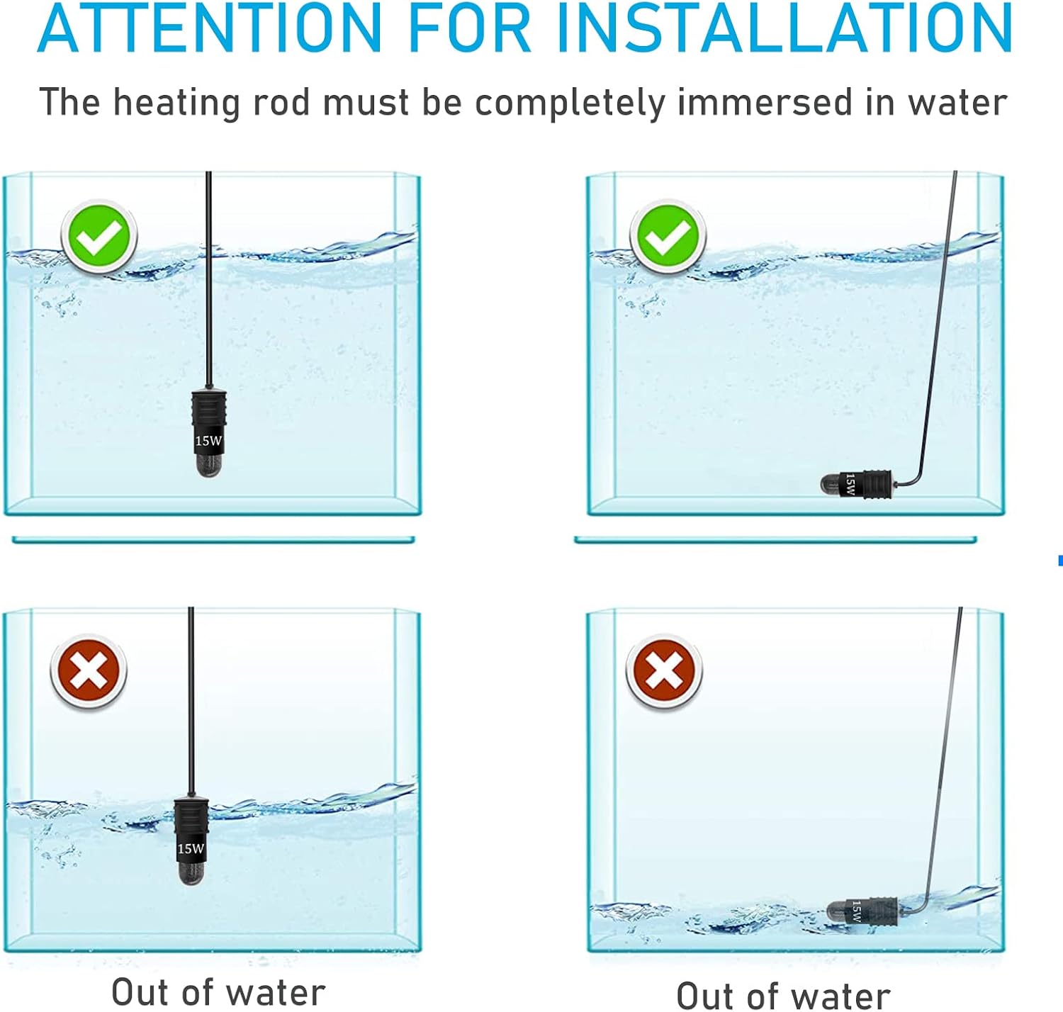 YukiHalu USB Powered Aquarium Heater, 10W Adjustable Mini Fish Tank Heater with External Temperature Controller, LED Display, Used for 0.5-1 Gallon Tank (10W USB Adapter)