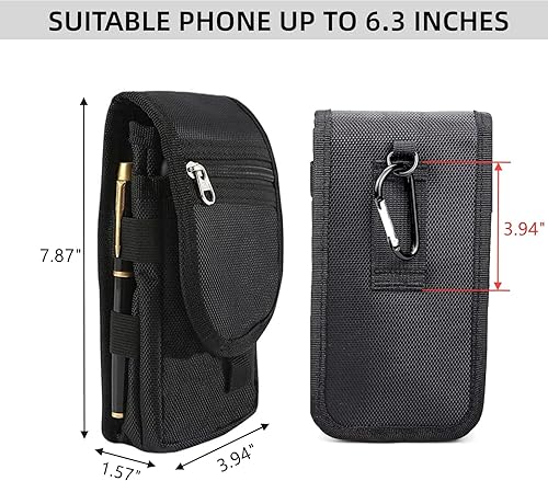 Miniatura 2 de Funda doble para teléfono celular, bolsa táctica para teléfono, soporte multiusos para teléfono celular para hombres, bolsa grande para teléfono