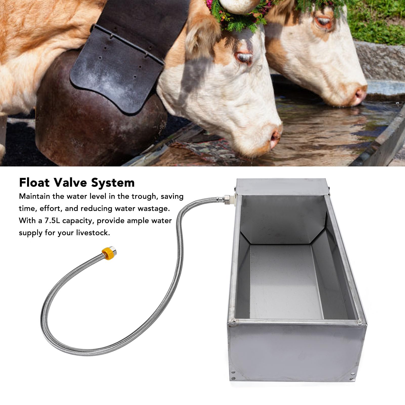 Bebedero Automático de Acero Inoxidable de Gran Capacidad para Ganado, Dispensador de Agua Autorellenable para Perros, Caballos, Vacas y Cabras