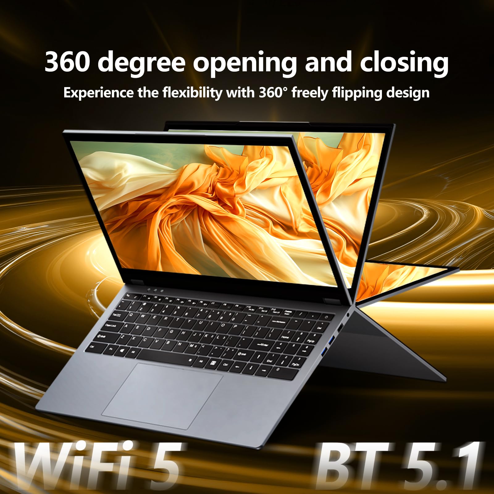 15,6 Pollici Portatile PC 2 in 1, Ryzen 3 3200U CPU, Notebook 16 GB RAM SSD 512 GB, Laptop con display IPS 1920x1080, RJ45, Type-C, USB 3.0, ultra sottile e leggero Computer portatile