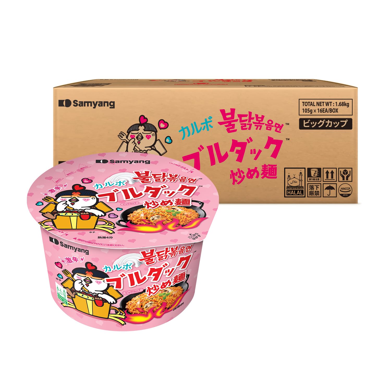 Amazon.co.jp: 【公式】ブルダック炒め麺 BIGカップ 16食（カルボ