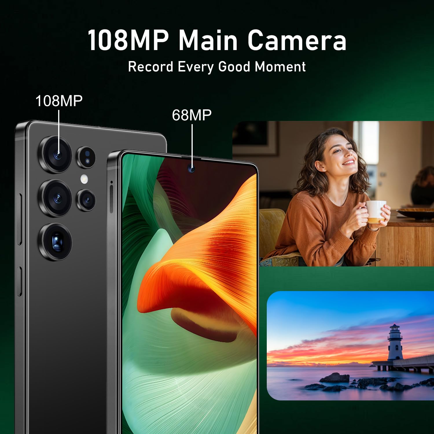 I25 Ultra: 6.99" FHD+ Android 14 Smartphone | 12GB+512GB | 108MP+68MP Camera | 7000mAh Battery | Built-in Stylus Pen | Blazing Fast Performance (Black)