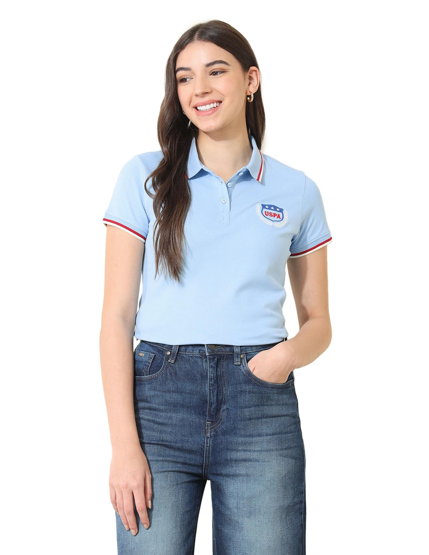 u.s. polo assn. Women's Solid Regular Fit Polo Shirt-picture-47