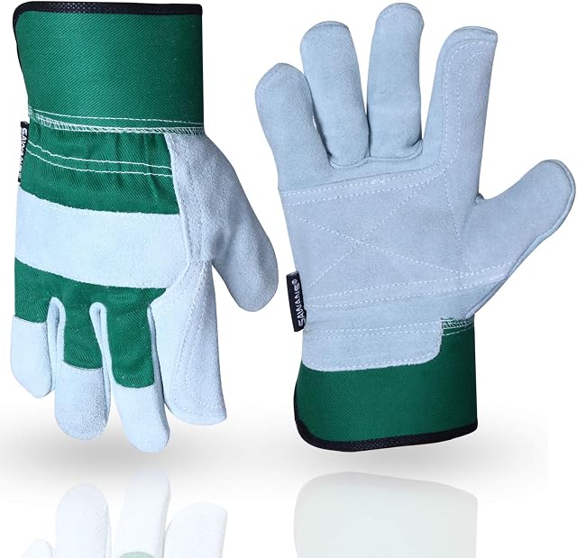 Thorn Proof Work Gloves Heavy duty Leather Gardening Gloves for Ladies Women Durable Protective Garden Rigger Hand Utility Safety Men Kids Washable Gripper(Green, S)