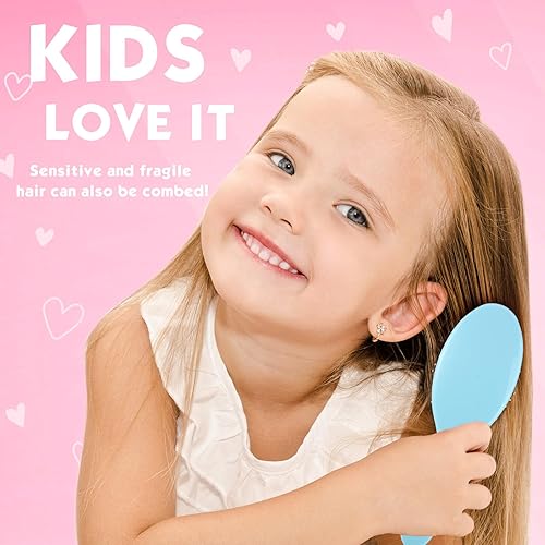 Miniatura 4 de Ziliny Juego de 28 mini peines para cabello mojado, incluye 14 cepillos desenredantes de viaje, 14 peines para desenredar, cerdas suaves para