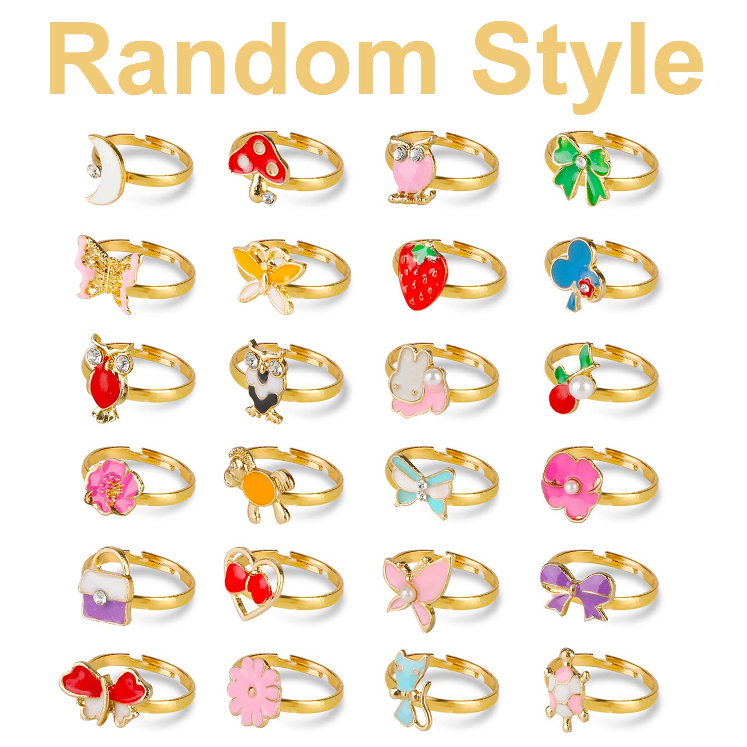 Hifot kinderringe mädchen Prinzessin Schmuck Set 36 Stück, Kristall Verstellbare Ringe für Mädchen mit Herzformkasten, Girl Dress up Rings Fingerringe