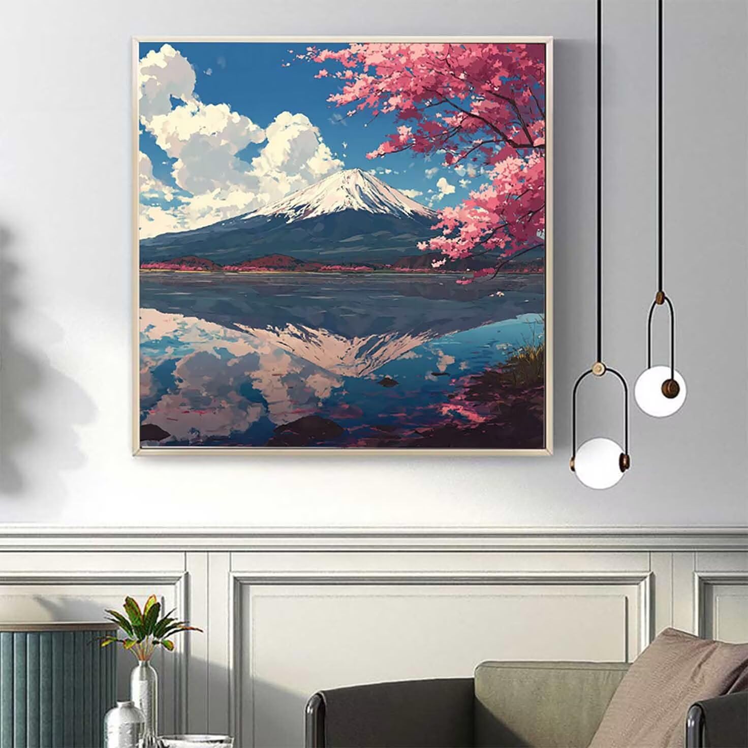 Mount Fuji diamentowe zestawy artystyczne dla dorosłych, malarstwo diamentowe, japońskie kryształowe zestawy artystyczne, dla dorosłych, początkujących, pełne okrągłe wiertło, klejnot, zestawy do