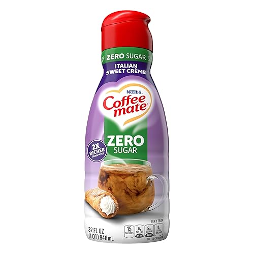 Nestle Coffee Mate - Crema de café italiana con crema dulce Crema de café líquida triple batida sin azúcar para café rico sabor sin lactosa crema