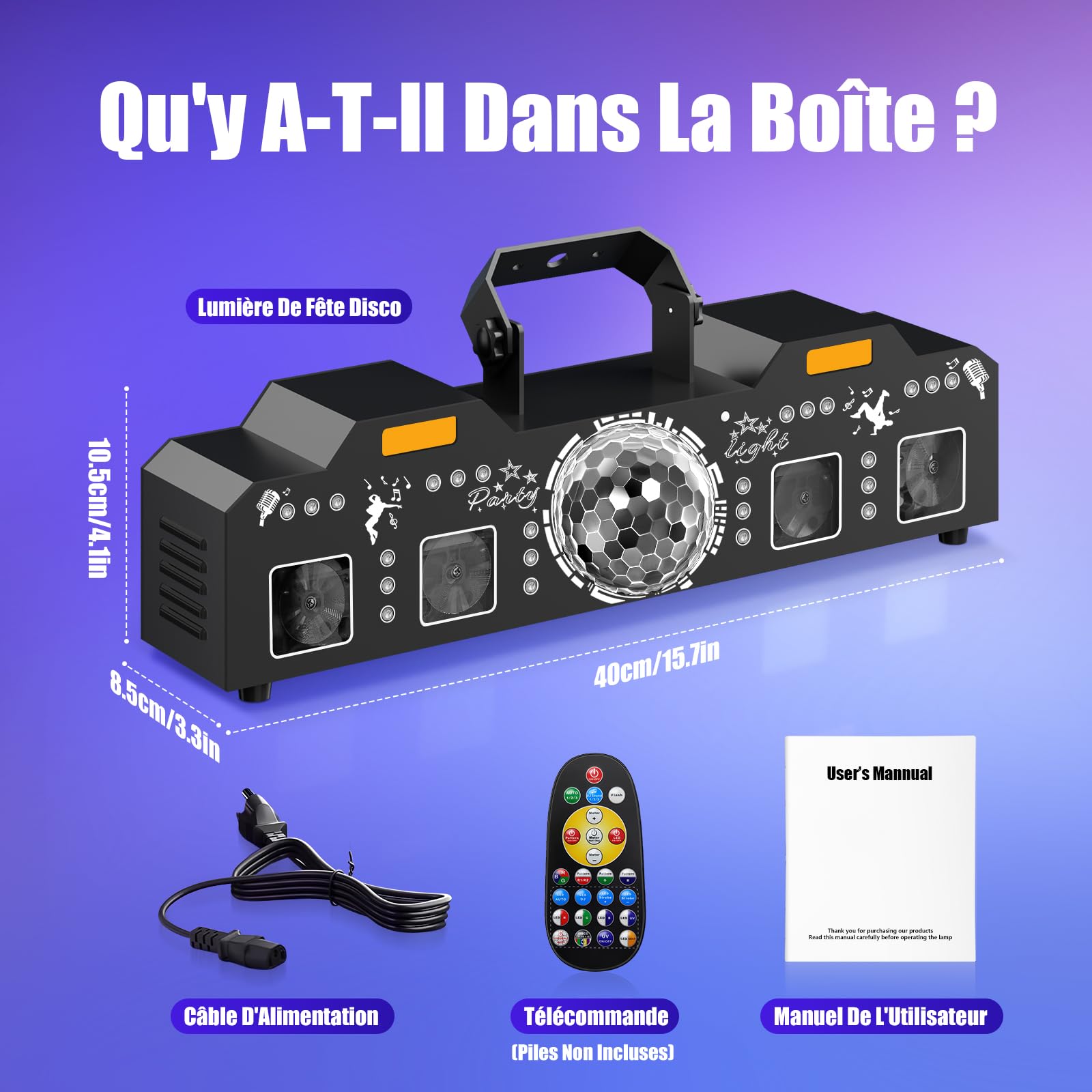Jeux de Lumiere et Fête Contrôlée par Musique avec DMX512, UV & Boule Disco - Lumiere DJ pour Club, Fête, Événement, Mariage, Halloween