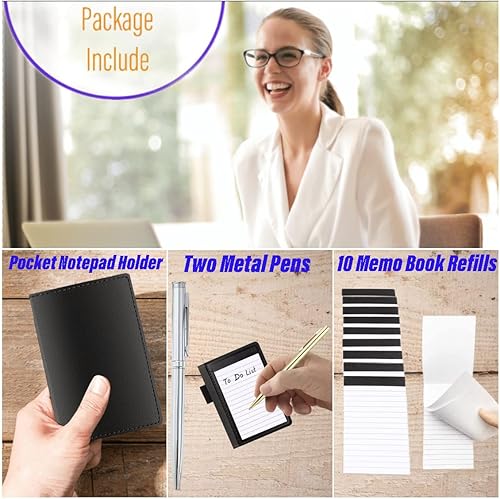 Miniatura 2 de JNOMOW Juego de 13 bloc de notas de bolsillo, incluye soporte de cuero para bloc de notas, paquete de 10 recambios de cuaderno pequeño de 3 x 5