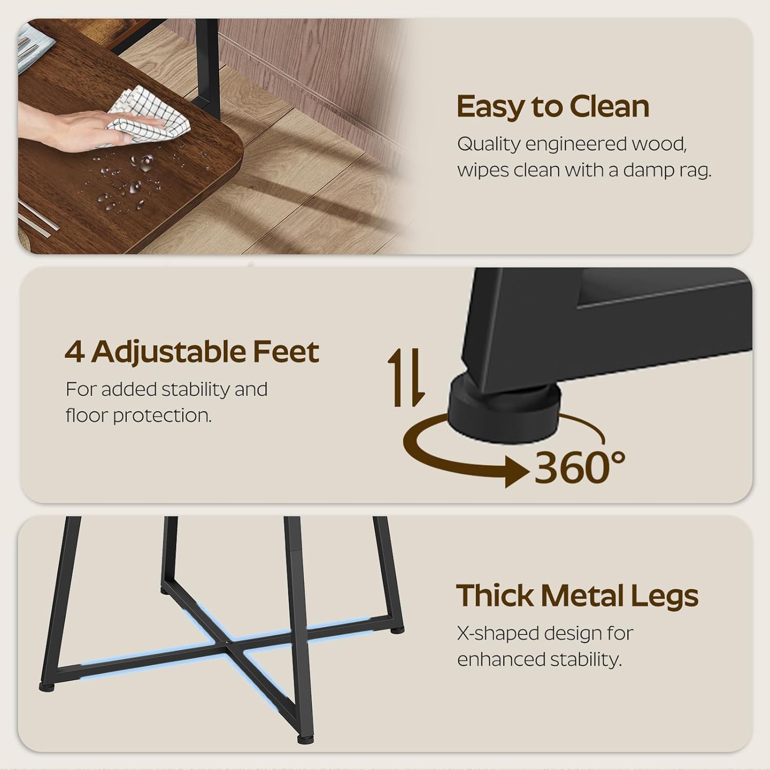 Dining Table, 29.5'' Kitchen Table, Dining Room Table with Wine Rack, Versatile Small Dining Table, Easy Assembly, for Restaurant, Cafe, Apartment, Black and Walnut CZ02BH