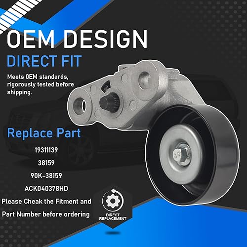 Miniatura 2 de Kit de tensor de correa de transmisión serpentina de aire acondicionado para automóvil 90K-38159 compatible con Cadillac Escalade 1999-2008