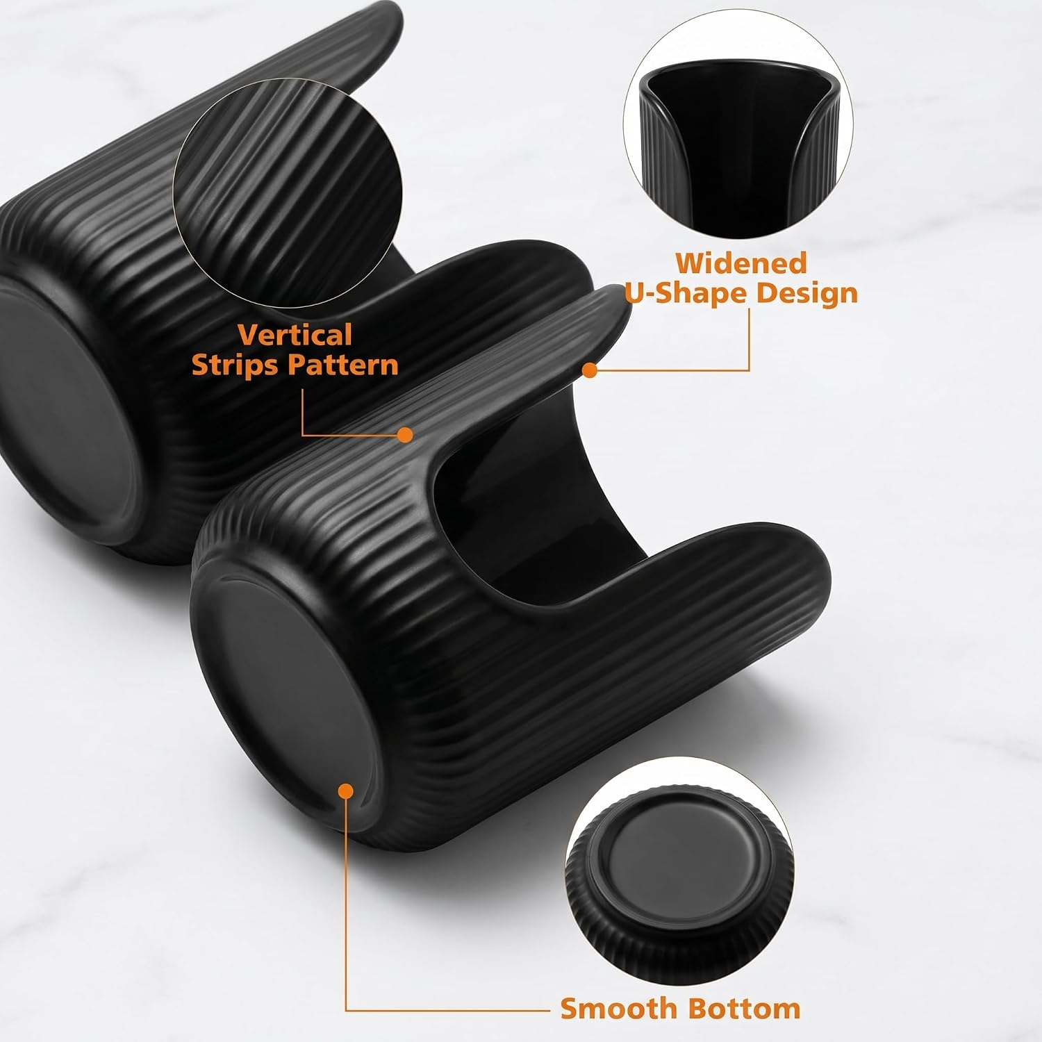 Coffee Station Organizer, 2 Pack Dual Slot Cup Holder Vertical Ribbed Paper Cup Rack, Sleek Black Lid Stand for Countertop Coffee Bar Kitchen and Office Breakroom