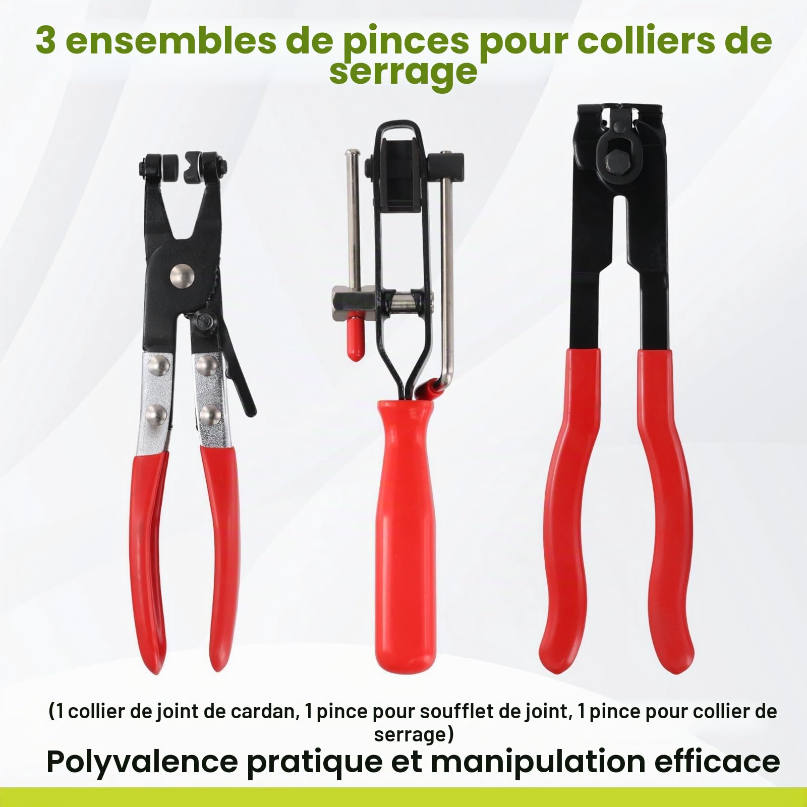 Kit D'Outils Universel pour Soufflets de Joints Homocinétiques Pneumatiques, avec 3 Pinces pour Soufflets de Joints Homocinétiques Automobiles