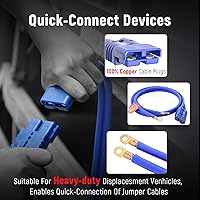 Vista 4 de TOPDC Cables de puente con conexión rápida, calibre 1, de 30 pies, 40 ℉ a 167 ℉, pinzas de 800 amperios, cables de refuerzo resistentes con bolsa