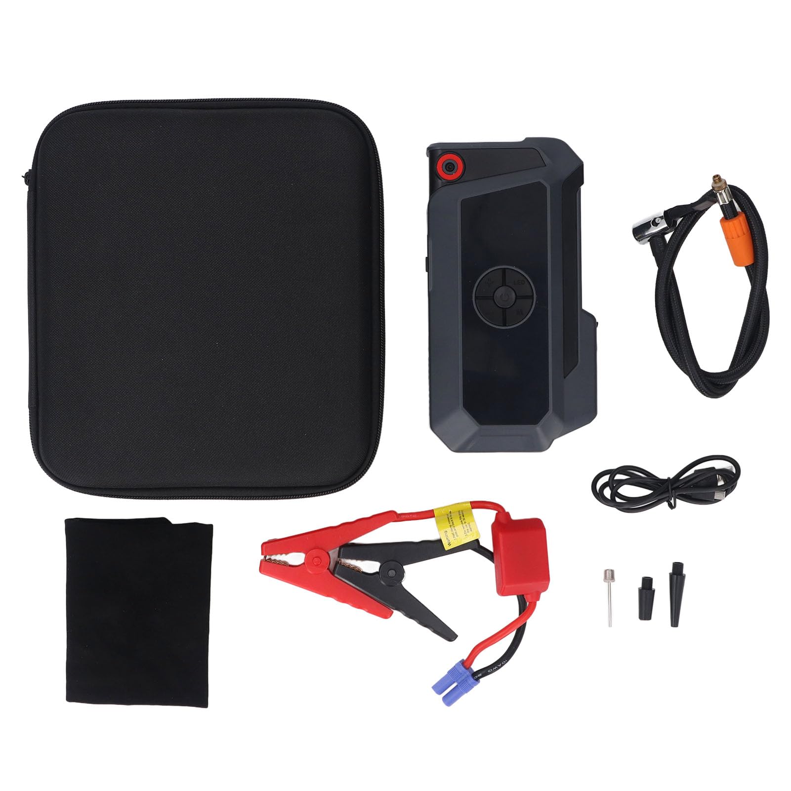 FTVOGUE Arrancador de Coche Portátil, ABS, Batería de 8800 MAh, Fuente de Alimentación de Emergencia con Inflador de Neumáticos y Linterna LED para Coches y Camiones
