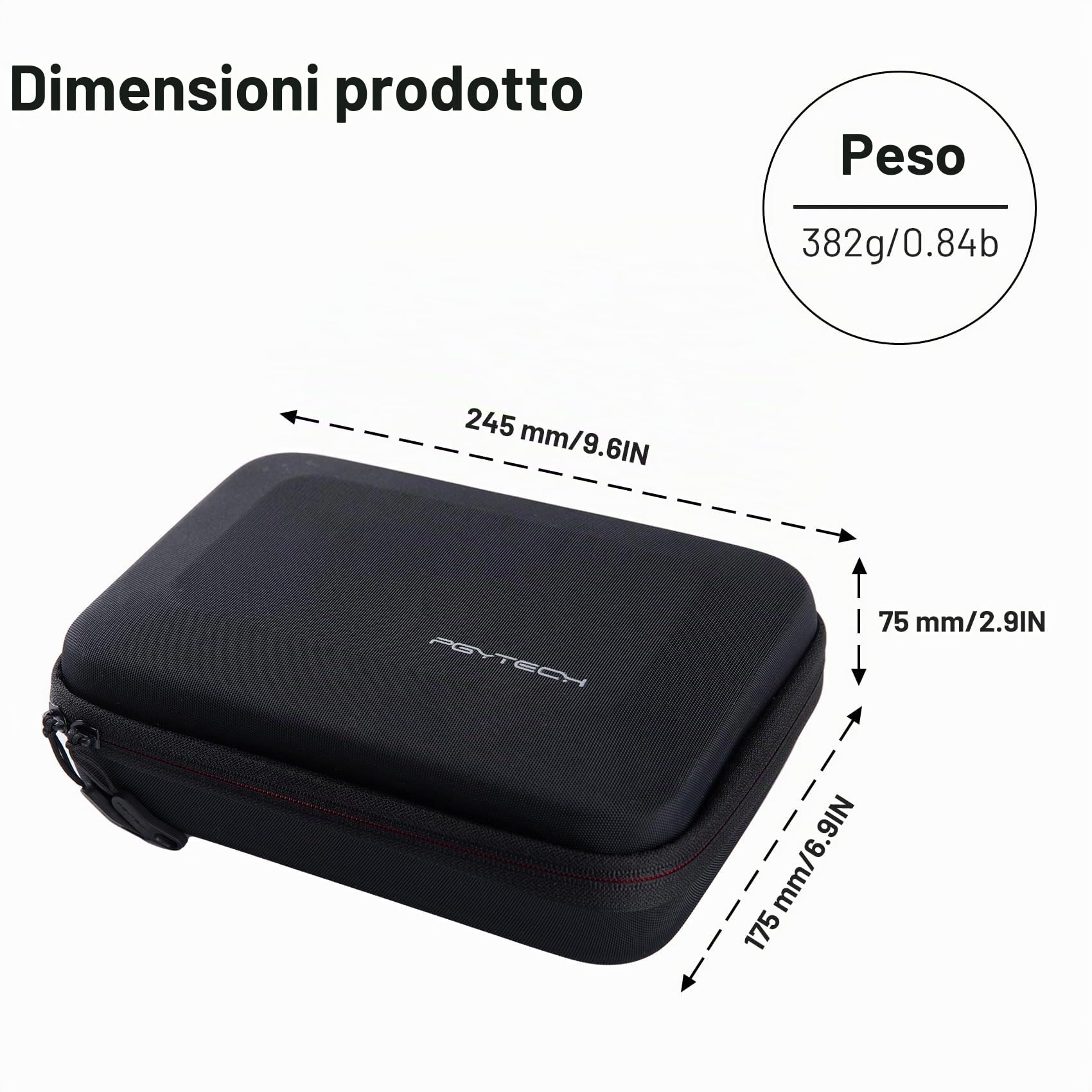 PGYTECH Fotocamera Custodia Portaoggetti Borsa a Mano per DJI OSMO 360/Action 6/Pocket 4/3/Mobile 3, per Gopro 13, per DJI FPV Batteria Maniglia Borsa, per Insta360 Ace Pro 2/X5