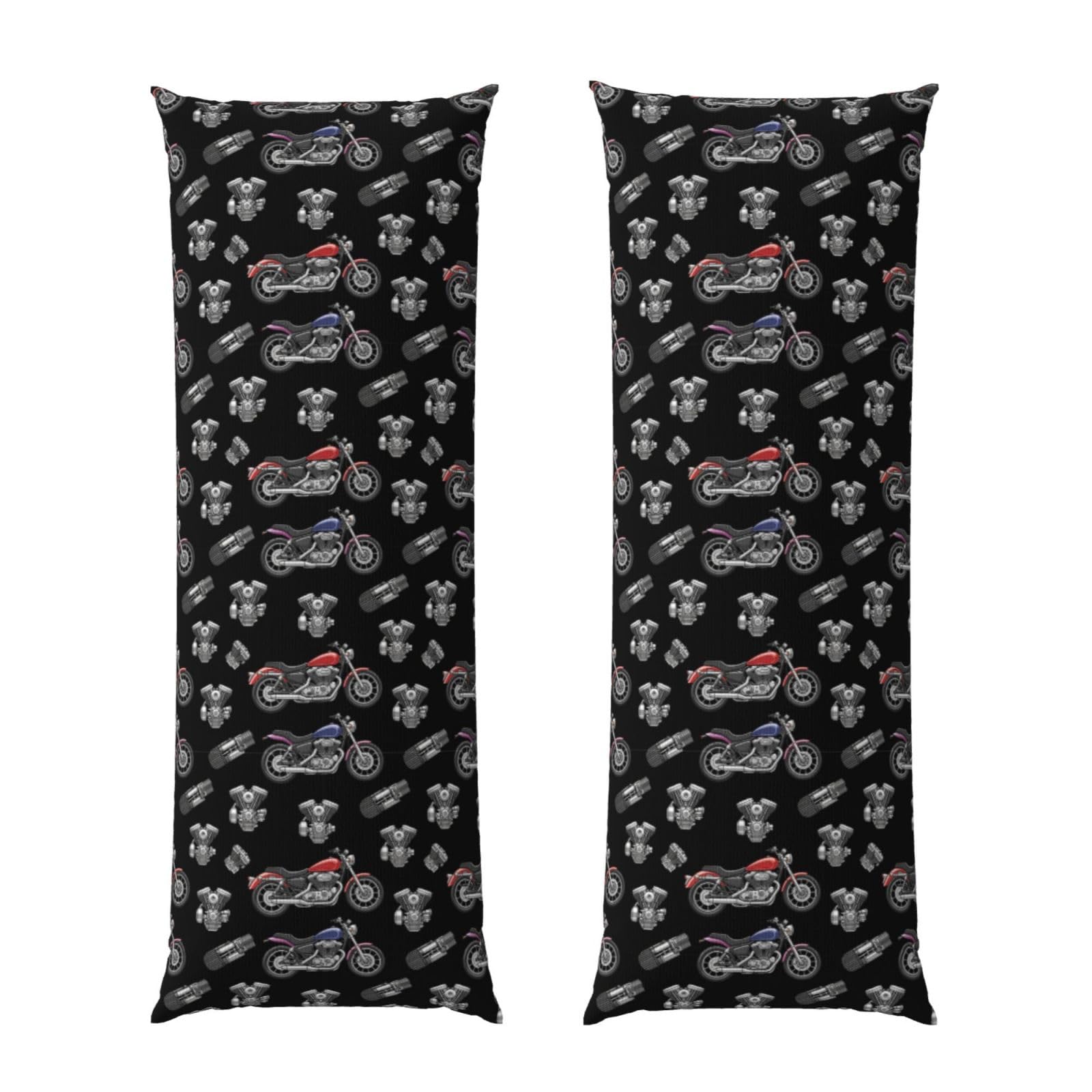 Body Pillow Cover 20x54, Cool Black Motorcycle, Decorative Zippered Pillowcase, Soft Cozy Flannel Fabric, Cushion Case for Couch Sofa Bedroom Home Decor