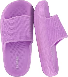 CUSHIONAIRE Feather-K Cloud Slides, EVA Waterproof Pool Sandals for Kids