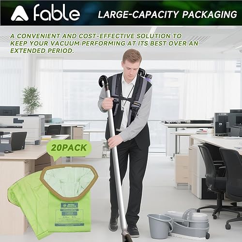 Miniatura 5 de Paquete de 20 bolsas de aspiradora de mochila 107314 para aspiradora ProTeam de 6 cuartos de galón, reemplazo #107314 con cuello triangular abierto