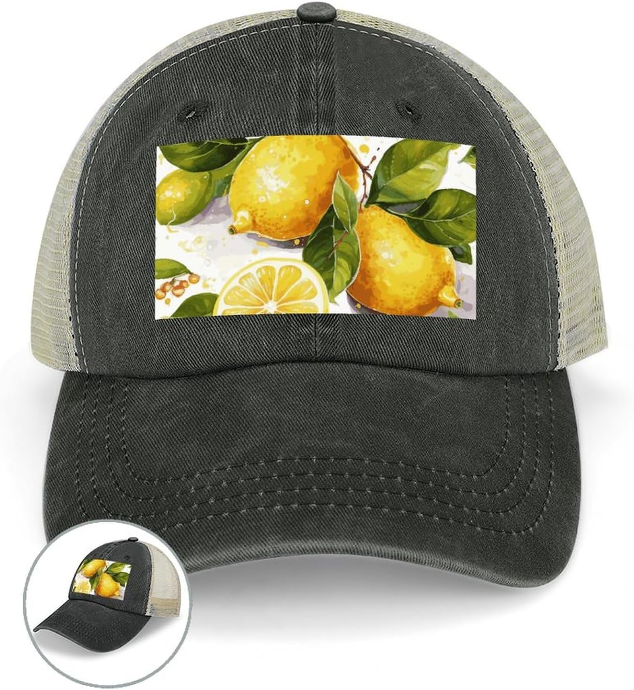 Fruits Lemon Sport Hat for Men Women Hollow Cowboy Hat Adjustable Baseball Cap Apparel Gifts Accessories