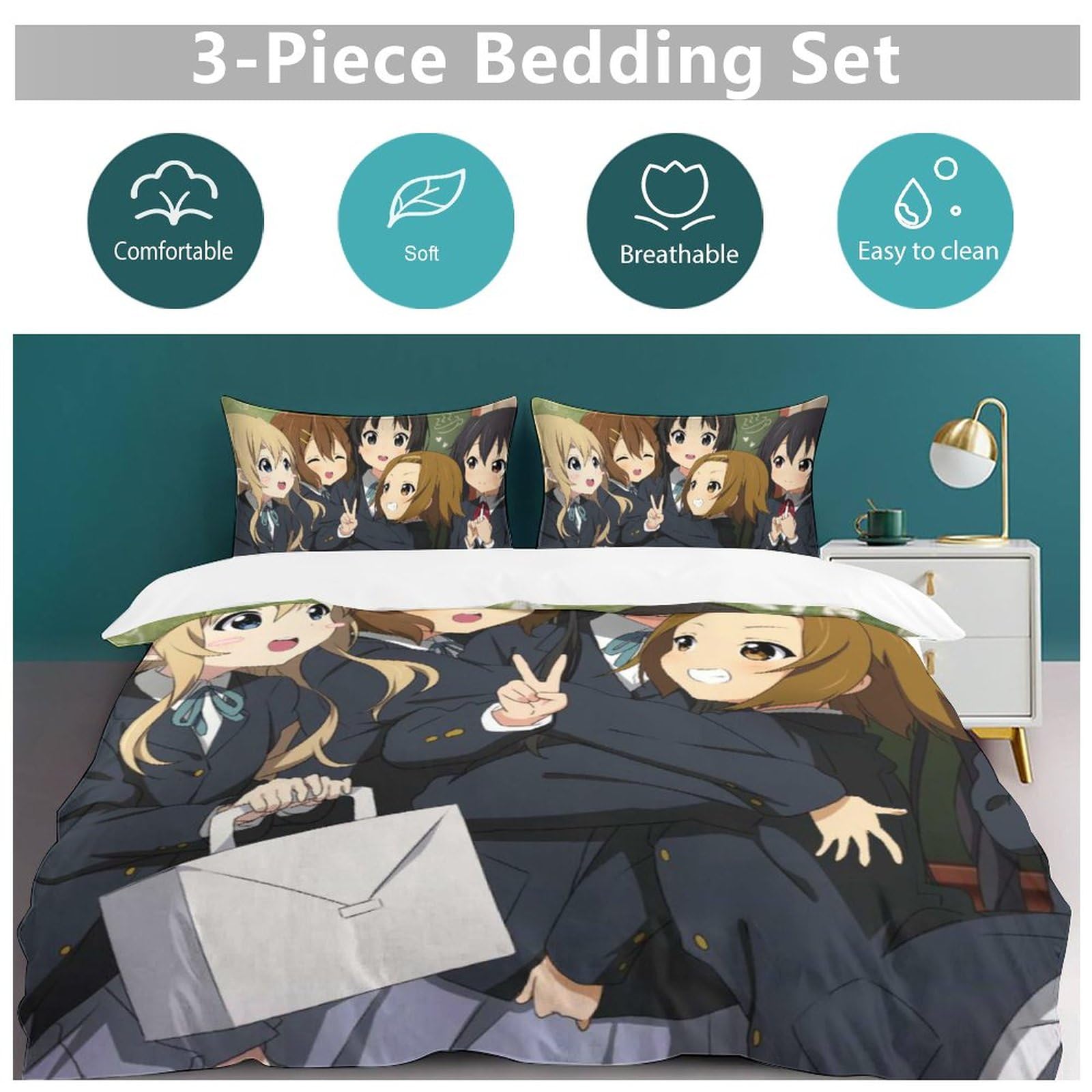 Amazon｜布団カバー 3点セット けいおん 秋山澪 田井中律 琴吹紬 寝具