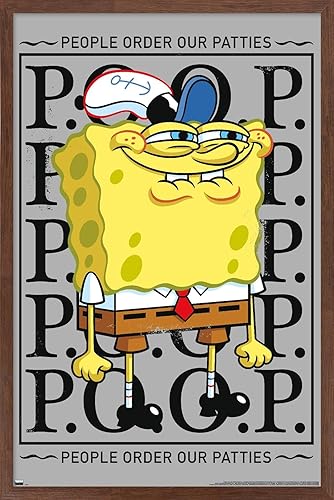 Trends International Nickelodeon Spongebob - P.O.O.P. Wall Poster, 22.37" x 34.00", Mahogany Framed Version Trends International Nickelodeon Spongebob - P.O.O.P. Wall Poster, 22.37" x 34.00", Mahogany Framed Version